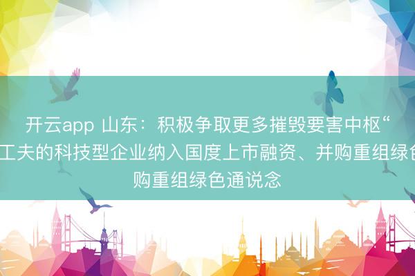 开云app 山东：积极争取更多摧毁要害中枢“卡脖子”工夫的科技型企业纳入国度上市融资、并购重组绿色通说念