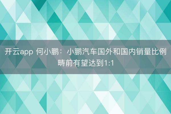 开云app 何小鹏：小鹏汽车国外和国内销量比例畴前有望达到1:1