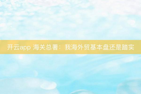 开云app 海关总署:我海外贸基本盘还是踏实
