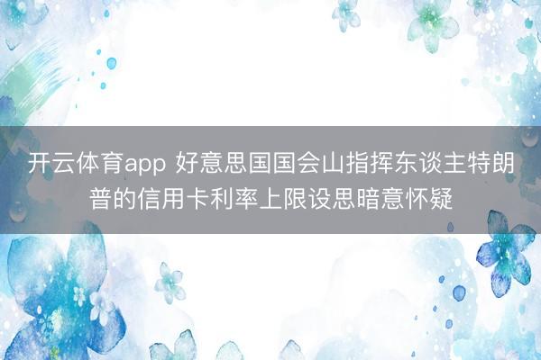 开云体育app 好意思国国会山指挥东谈主特朗普的信用卡利率上限设思暗意怀疑