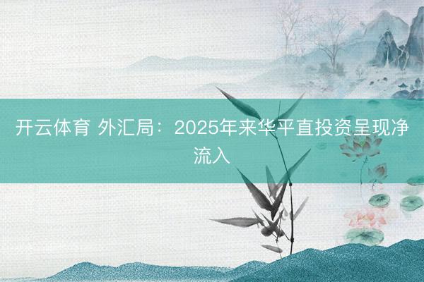 开云体育 外汇局：2025年来华平直投资呈现净流入