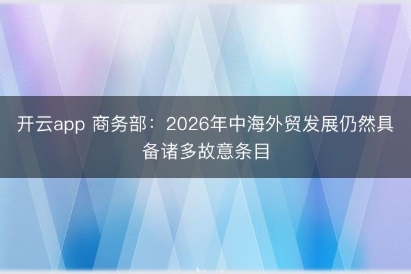开云app 商务部：2026年中海外贸发展仍然具备诸多故意条目