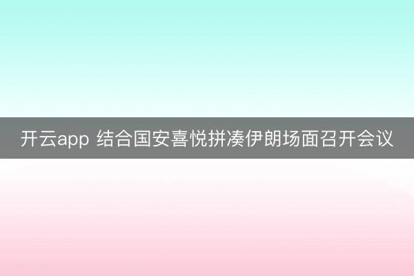 开云app 结合国安喜悦拼凑伊朗场面召开会议