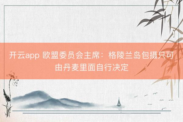 开云app 欧盟委员会主席：格陵兰岛包摄只可由丹麦里面自行决定