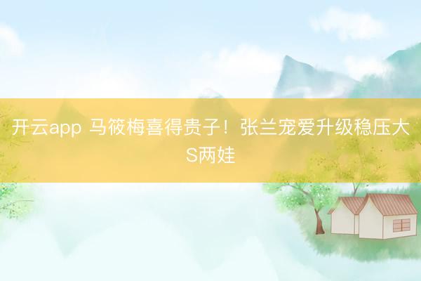 开云app 马筱梅喜得贵子！张兰宠爱升级稳压大S两娃