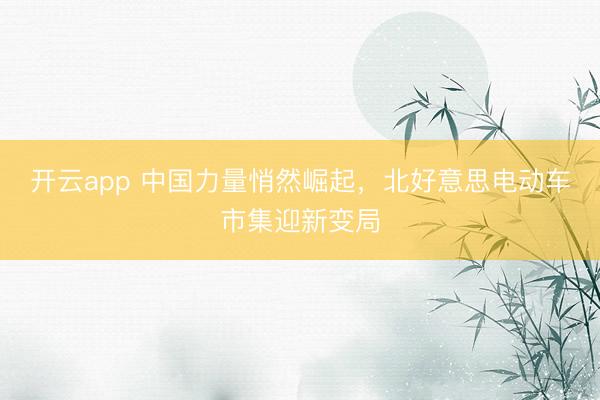 开云app 中国力量悄然崛起，北好意思电动车市集迎新变局