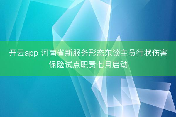 开云app 河南省新服务形态东谈主员行状伤害保险试点职责七月启动