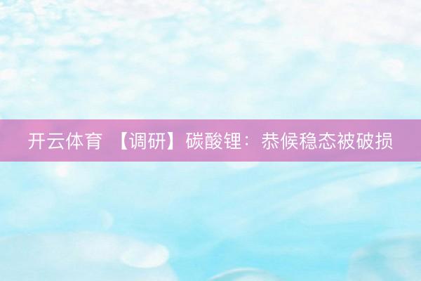 开云体育 【调研】碳酸锂：恭候稳态被破损